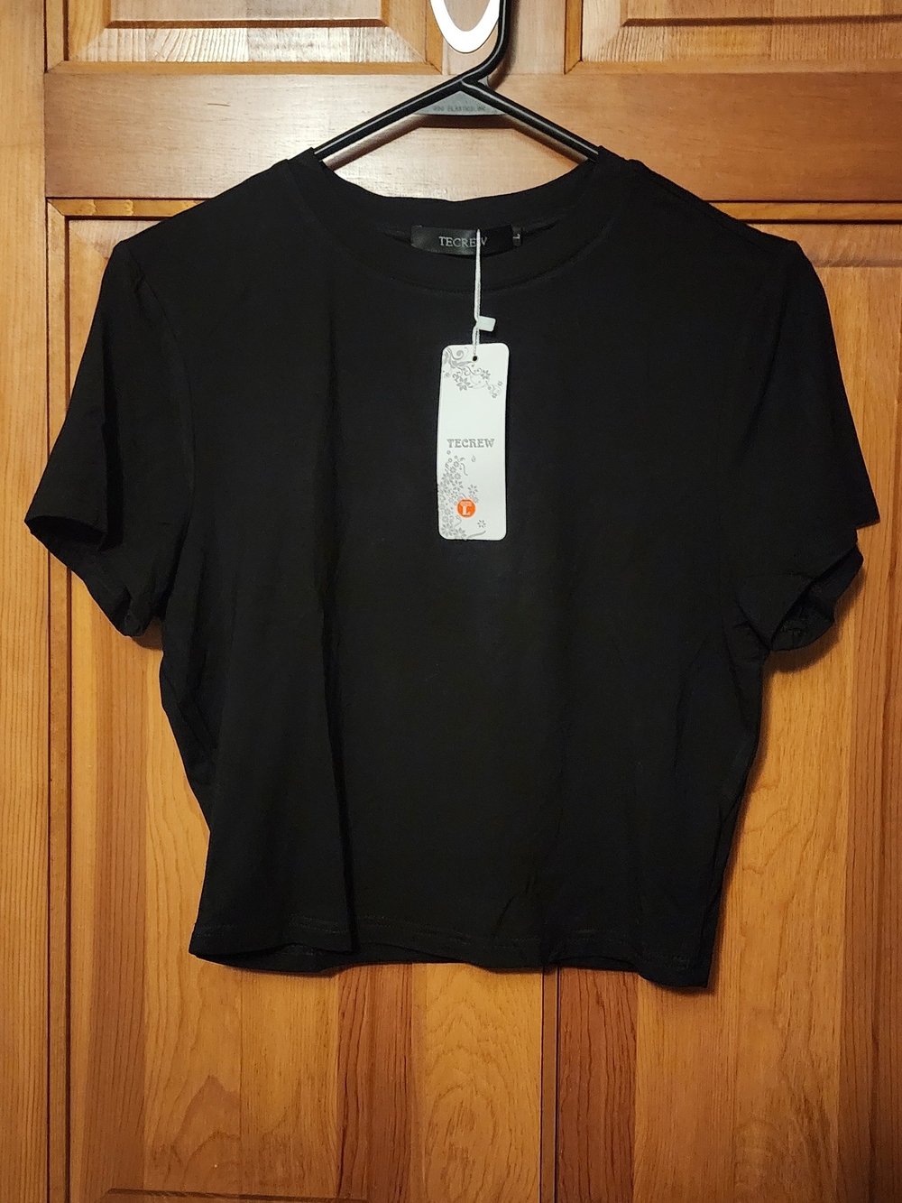 Women's Black Short Sleeve Crop Top